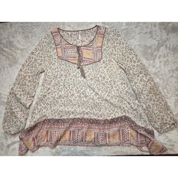 Free People Dream Lover Tunic Size XS Oversized Bohemian Whimsy BOHO - Picture 2 of 6